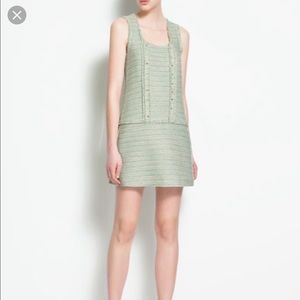 Zara Tweed Mint and Gold Dress